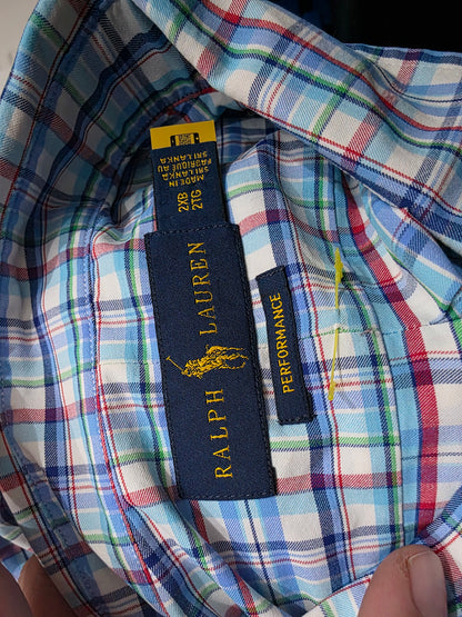 Camisa Ralph Lauren 2xl Big Performance Cuadro Azul Pony Azu (Usado)