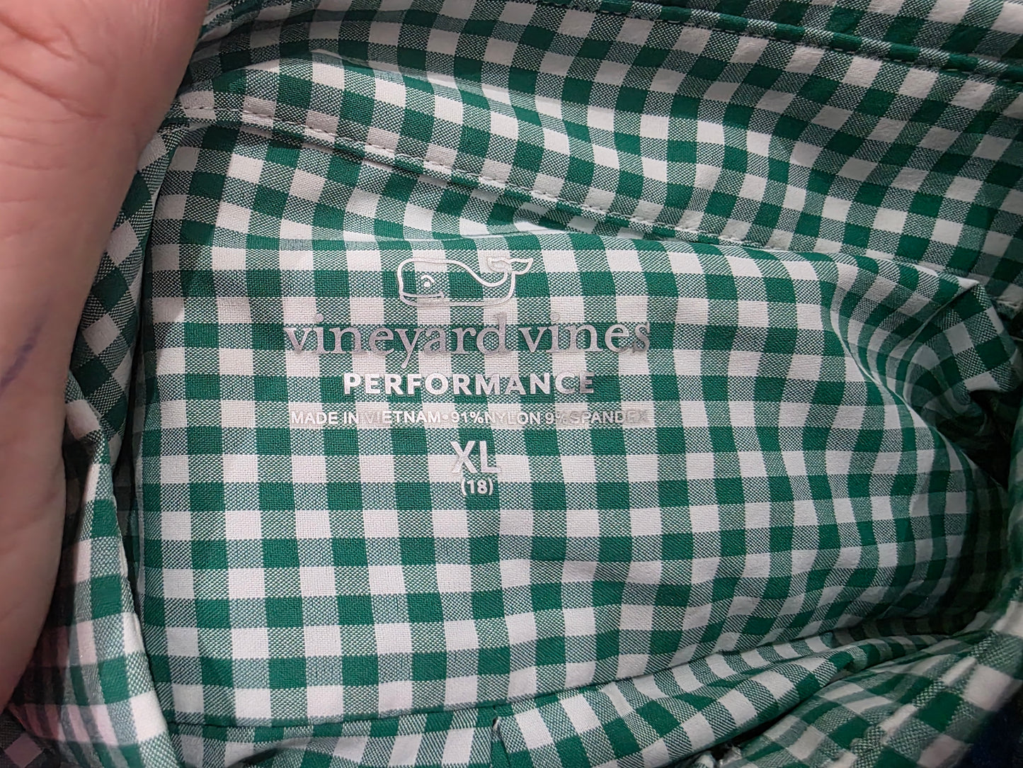 Camisa Performance Vineyardvines Adolescnt Xl18 Verde Cuadro