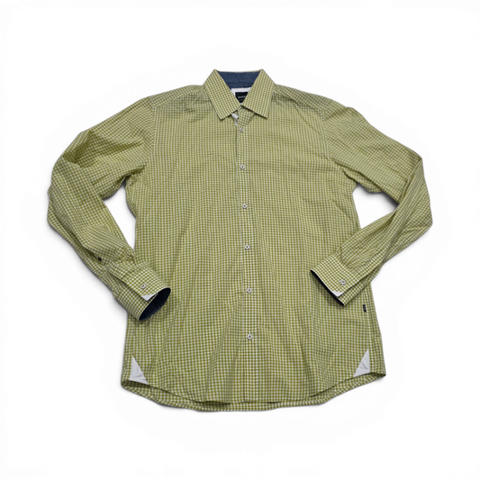 Camisa Hugo Boss Chica S Verde Musgo Cuadro Regular Fit