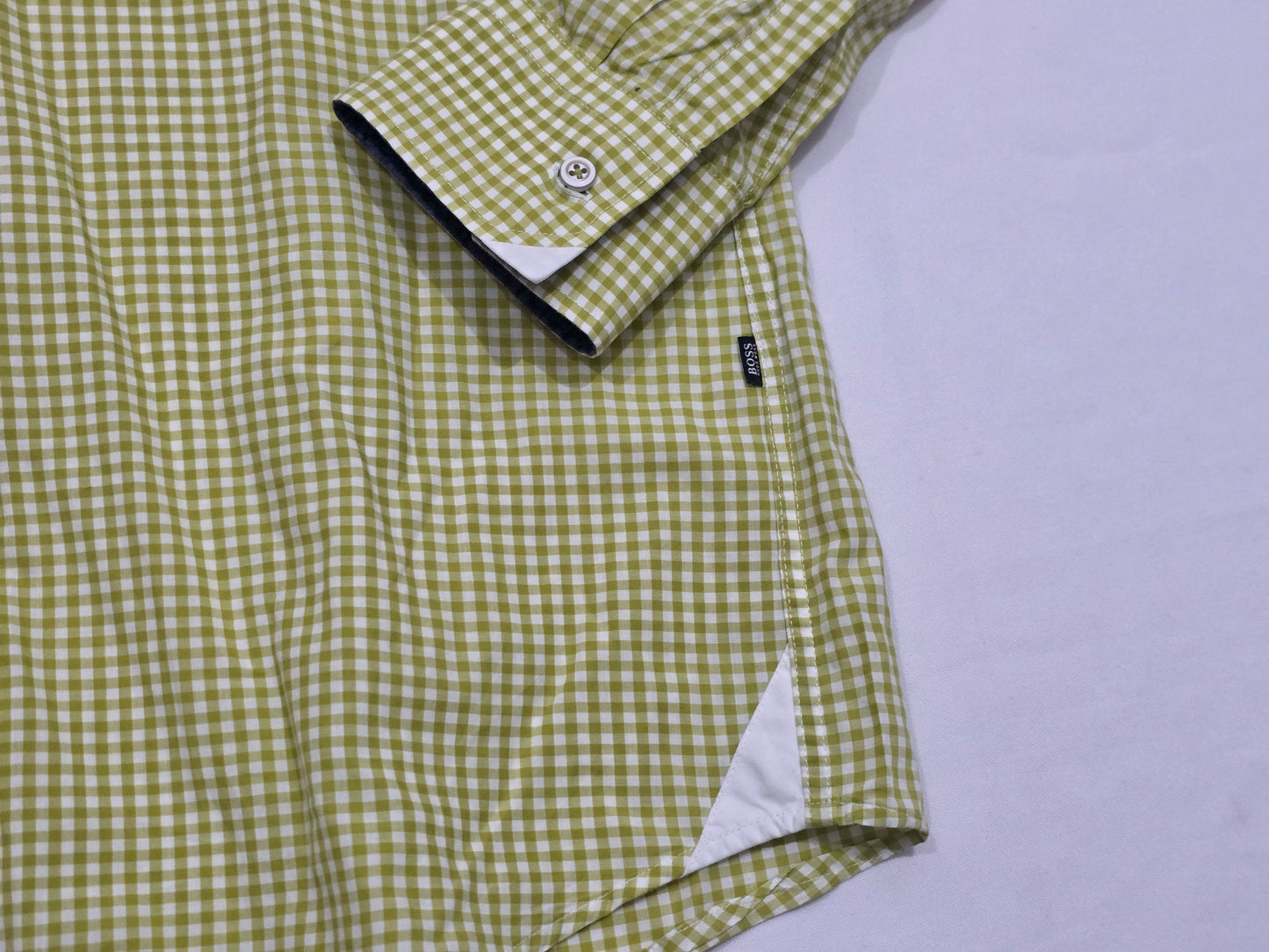 Camisa Hugo Boss Chica S Verde Musgo Cuadro Regular Fit
