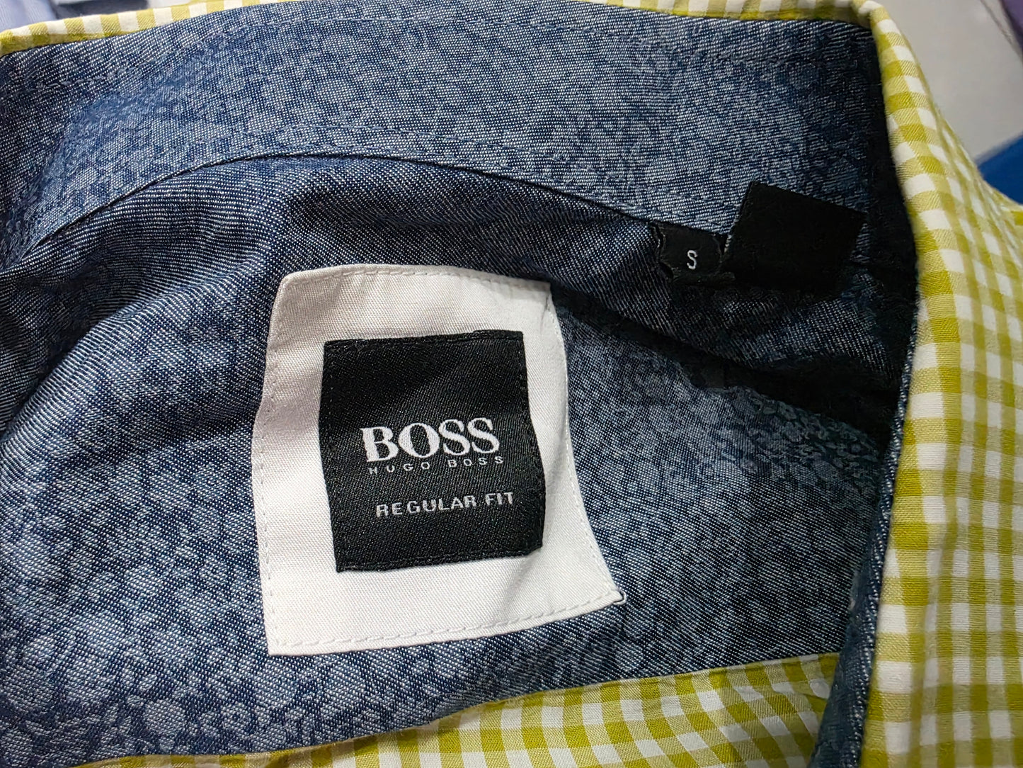 Camisa Hugo Boss Chica S Verde Musgo Cuadro Regular Fit
