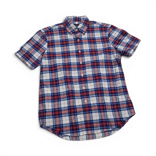 Camisa Ralph Lauren Mediana M Cuadro Azul Y Rojo Manga Corta