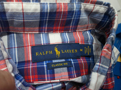 Camisa Ralph Lauren Mediana M Cuadro Azul Y Rojo Manga Corta