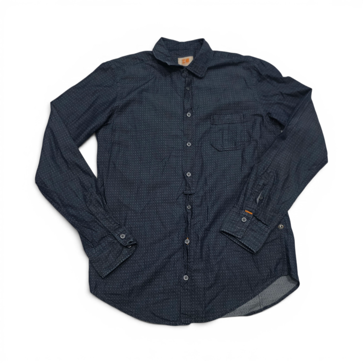 Camisa Hugo Boss Orange Mediana M Azul Figura Blanca