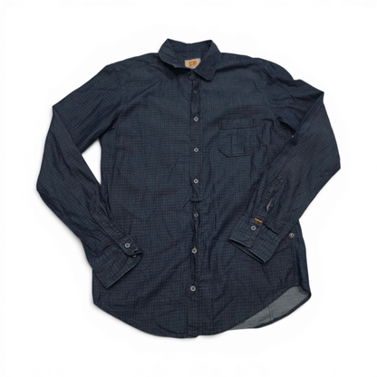 Camisa Hugo Boss Orange Mediana M Azul Figura Blanca