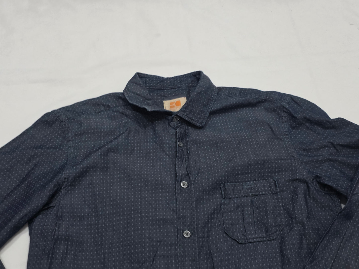 Camisa Hugo Boss Orange Mediana M Azul Figura Blanca