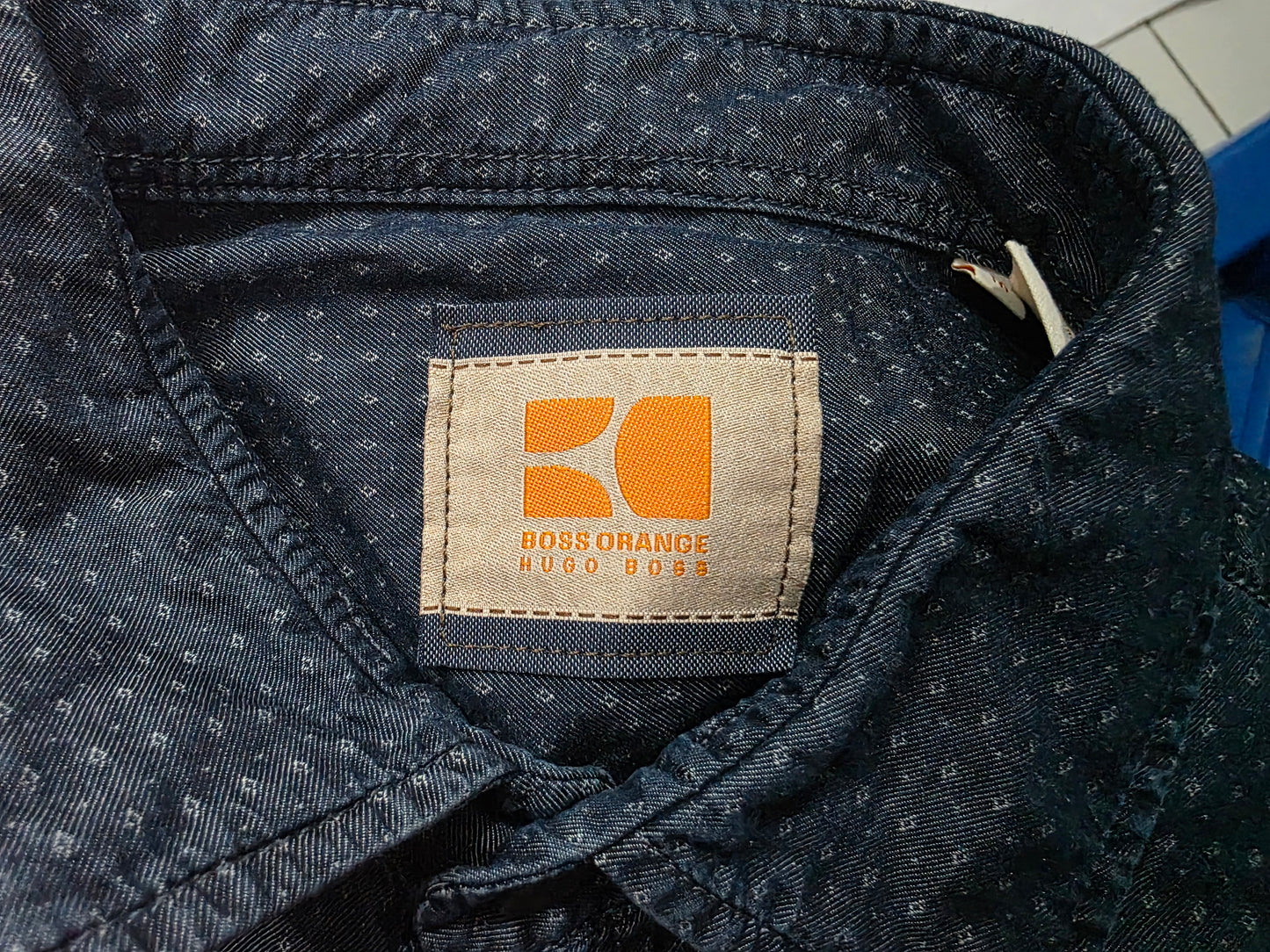 Camisa Hugo Boss Orange Mediana M Azul Figura Blanca