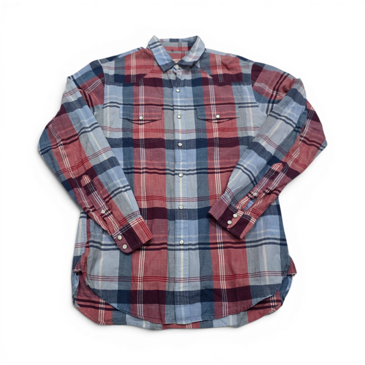 Camisa Brokks Brothers Mediana M Cuadro Azul Y Rojo