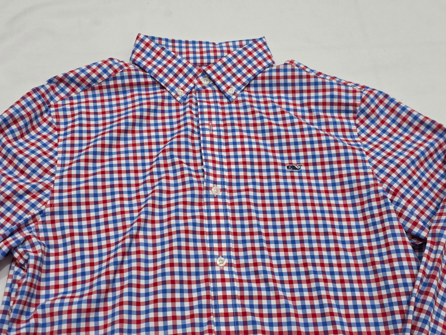 Camisa Vineyard Vines Mediana M Cuadro Azul Rojo Y Blanco