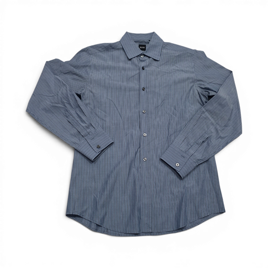 Camisa Hugo Boss Mediana M Azul Lineas Blancas