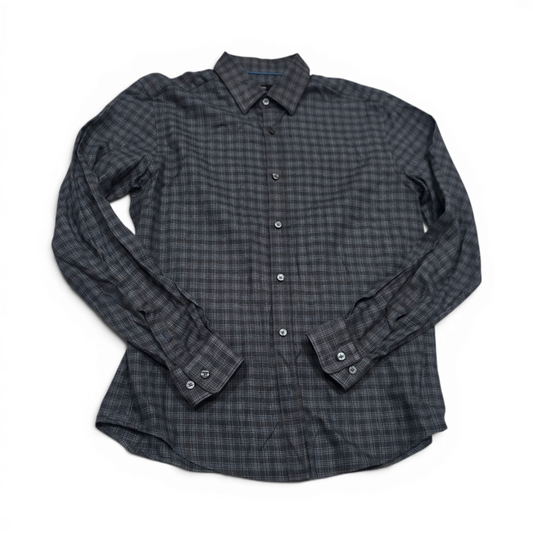Camisa Hugo Boss Mediana M Cuadro Gris Regular Fit Lyocell