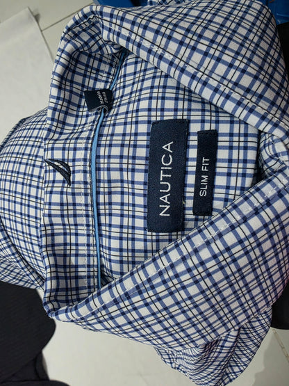 Camisa Nautica Mediana M Cuadro Azul Y Blanco