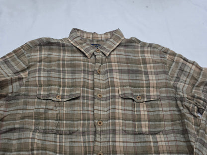 Camisa Ralph Lauren Grande L Cuadro Cafe Lino