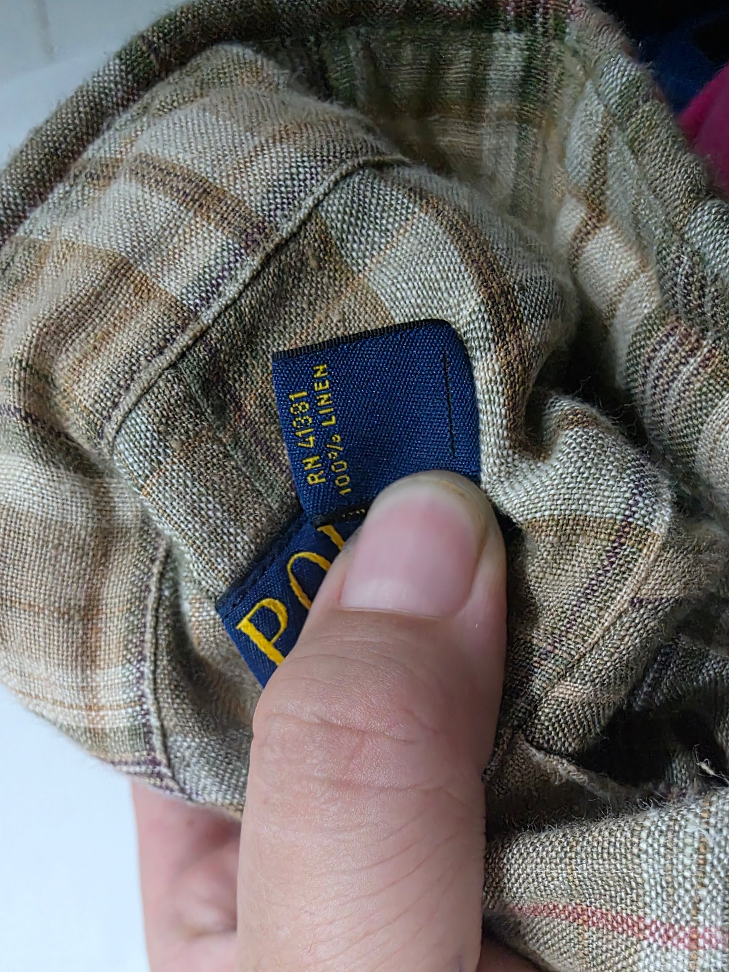 Camisa Ralph Lauren Grande L Cuadro Cafe Lino