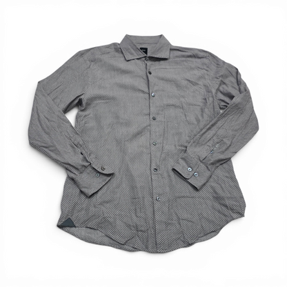 Camisa Slim Fit Hugo Boss Grande L Gris Circulos Vino
