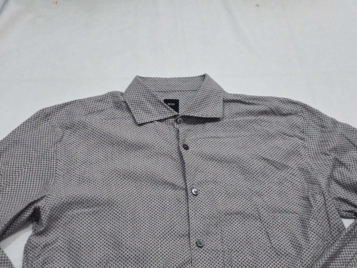 Camisa Slim Fit Hugo Boss Grande L Gris Circulos Vino