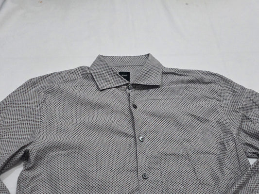 Camisa Slim Fit Hugo Boss Grande L Gris Circulos Vino