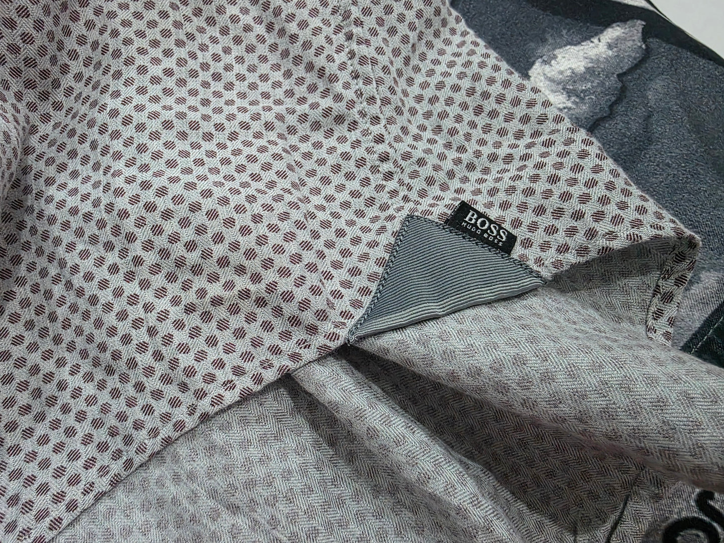 Camisa Slim Fit Hugo Boss Grande L Gris Circulos Vino