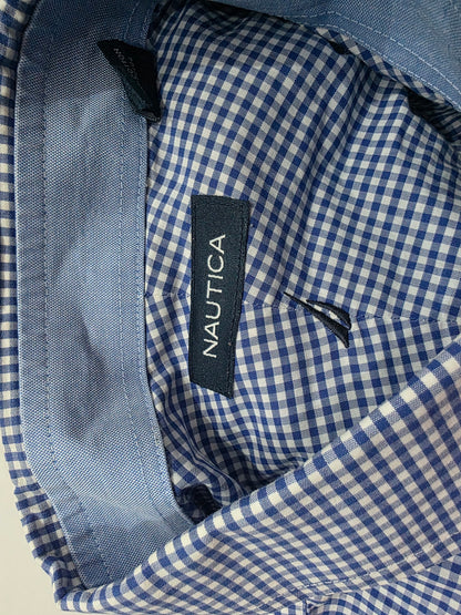 Camisa Nautica Grande L 16 1/2 Cuadro Azul Y Blanco