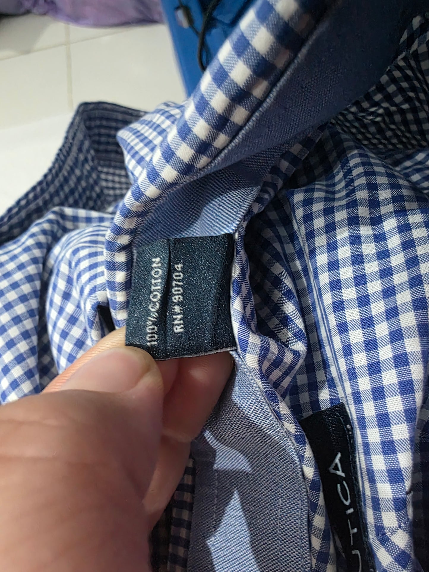 Camisa Nautica Grande L 16 1/2 Cuadro Azul Y Blanco