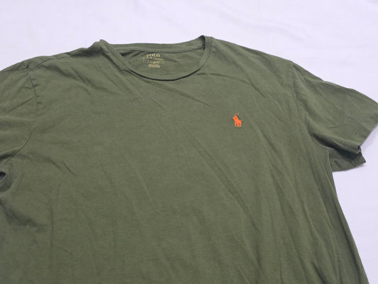 Playera Ralph Lauren Grande L Verde Pony Naranja