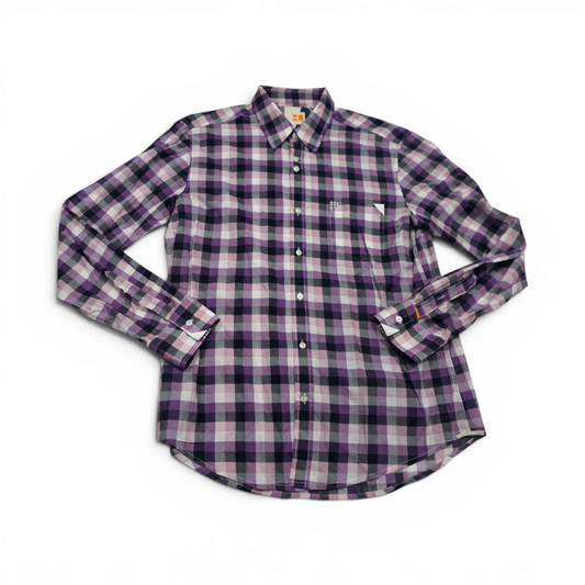 Camisa Hugo Boss Grande L Cuadro Morado Y Negro