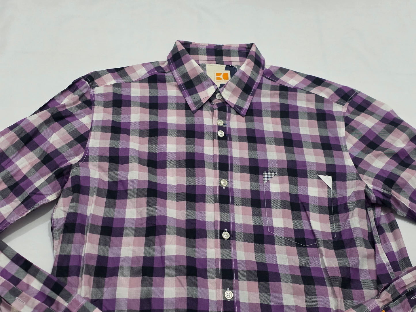 Camisa Hugo Boss Grande L Cuadro Morado Y Negro