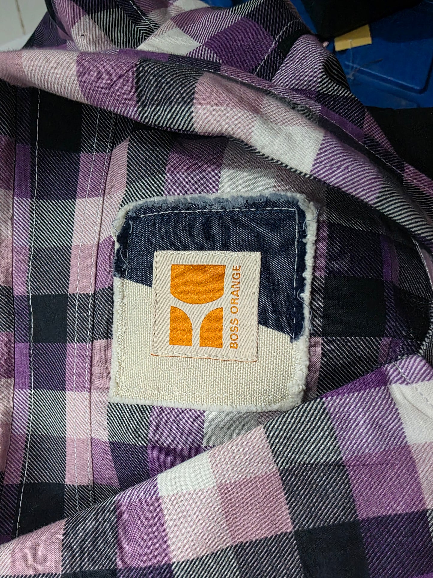 Camisa Hugo Boss Grande L Cuadro Morado Y Negro