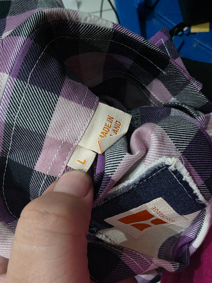 Camisa Hugo Boss Grande L Cuadro Morado Y Negro