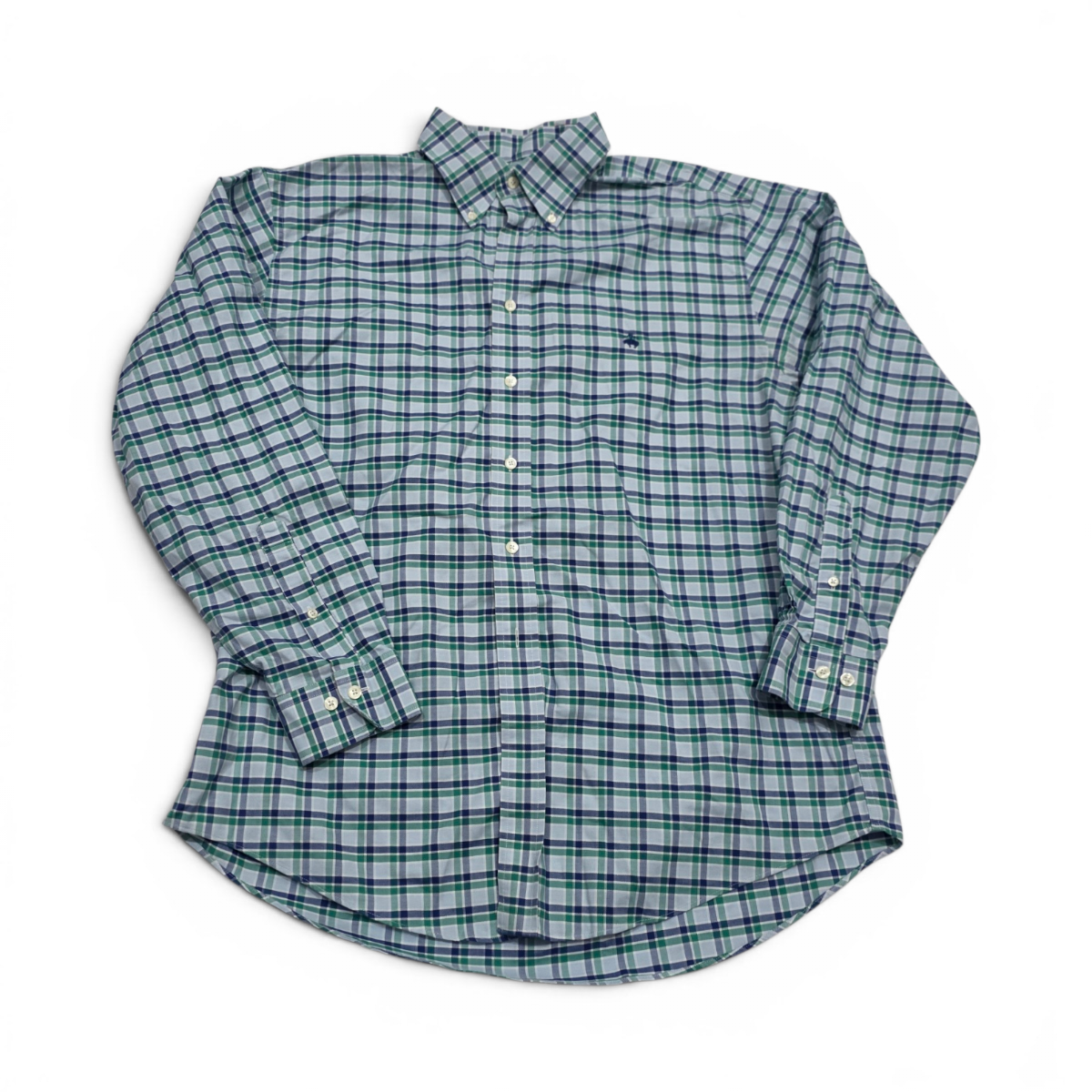 Camisa Brooks Brothers Grande L Cuadro Azul Y Verde