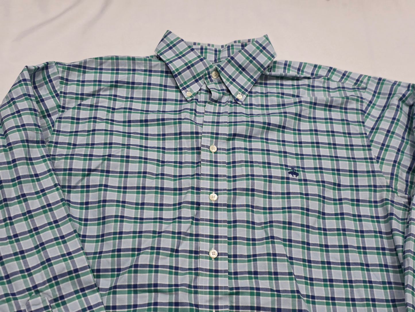 Camisa Brooks Brothers Grande L Cuadro Azul Y Verde