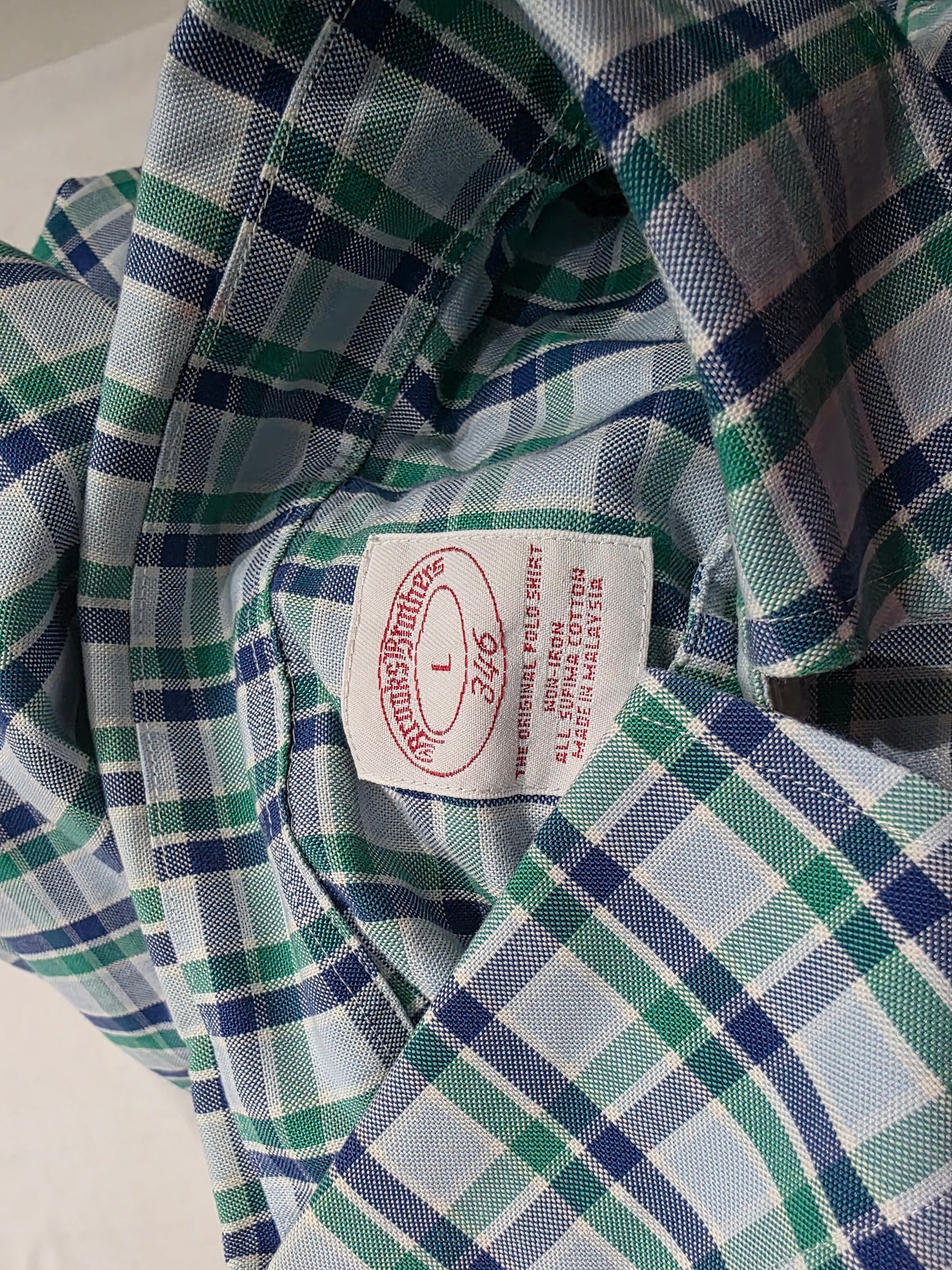 Camisa Brooks Brothers Grande L Cuadro Azul Y Verde