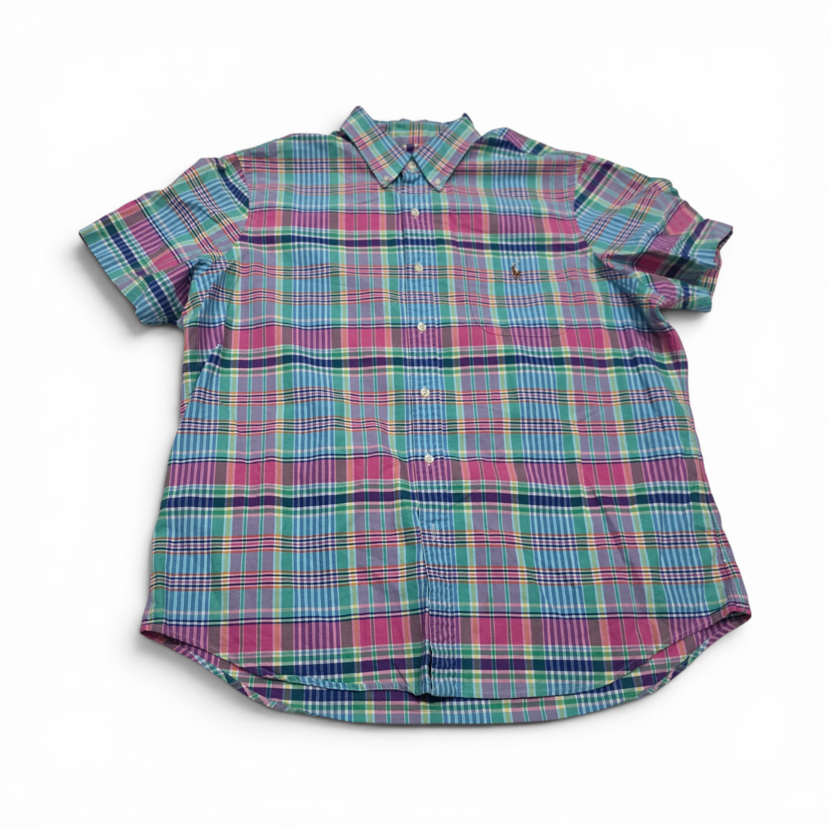 Camisa Ralph Lauren Xgrande Xl Cuadro Rosa Verde Y Azul