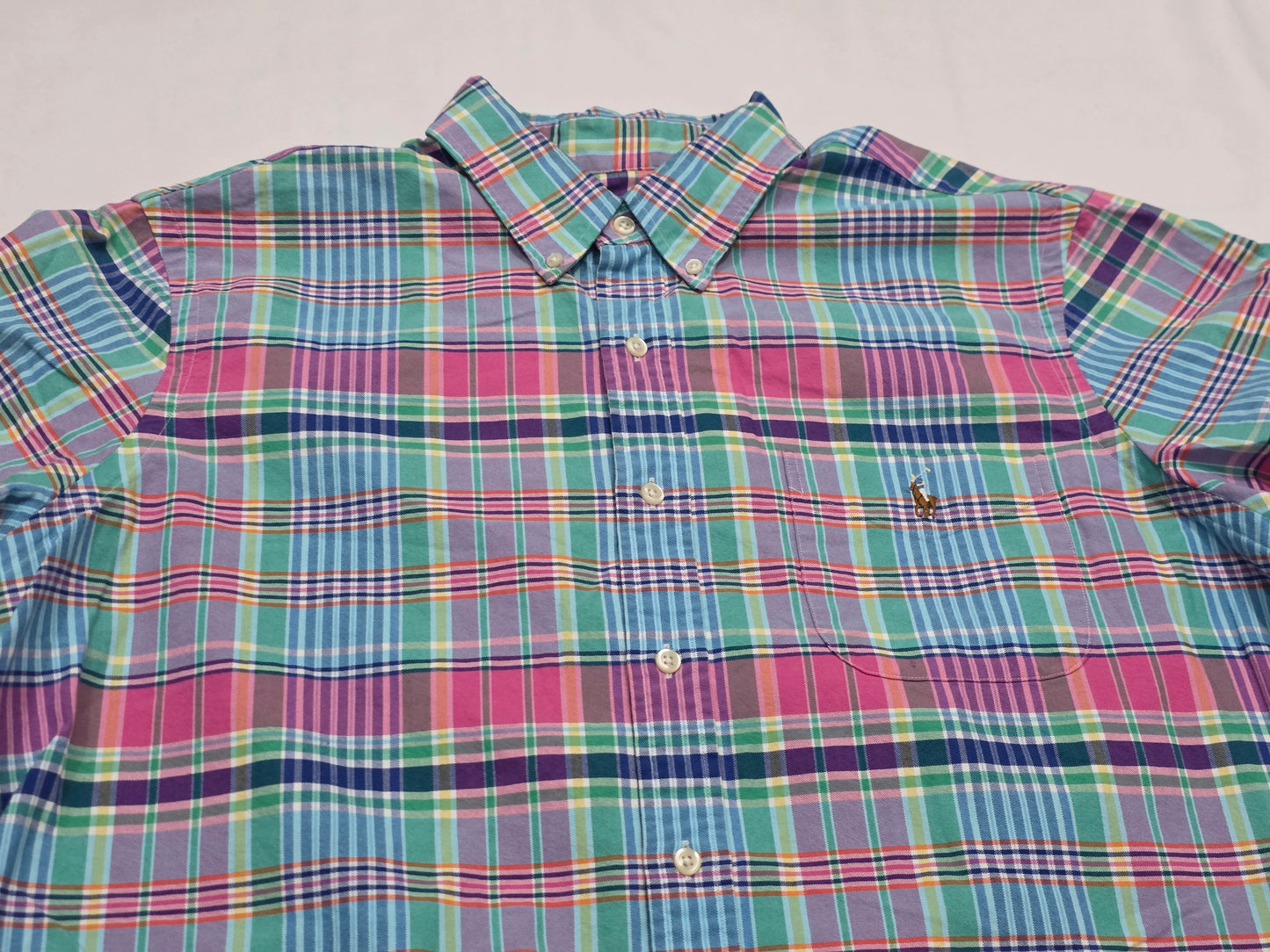 Camisa Ralph Lauren Xgrande Xl Cuadro Rosa Verde Y Azul