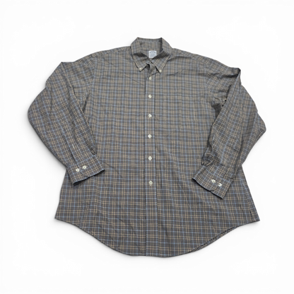 Camisa Brooks Brothers Xgrande Xl Cuadro Cafe Y Azul