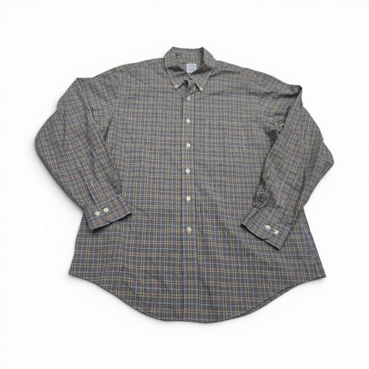 Camisa Brooks Brothers Xgrande Xl Cuadro Cafe Y Azul