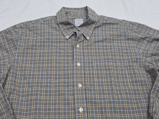 Camisa Brooks Brothers Xgrande Xl Cuadro Cafe Y Azul