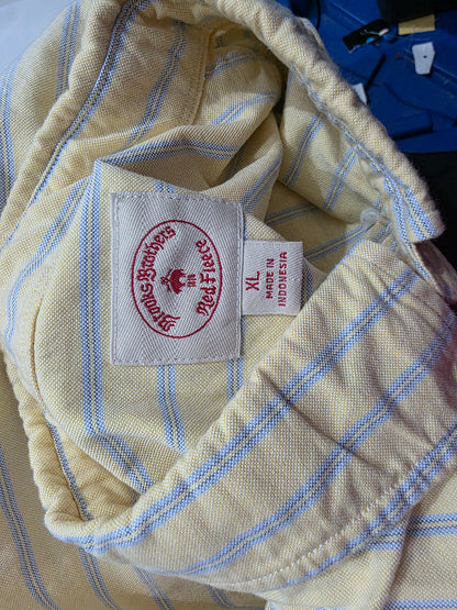 Camisa Brooks Brothers Xgrande Xl Amarilla Lineas Azul