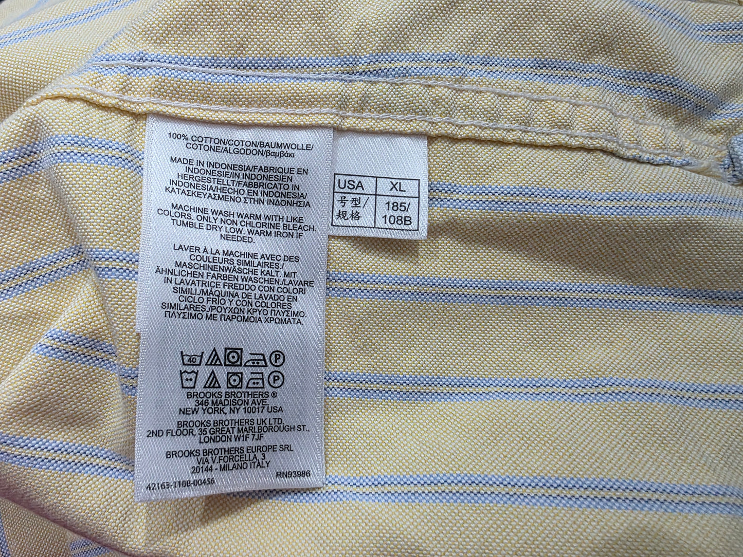 Camisa Brooks Brothers Xgrande Xl Amarilla Lineas Azul
