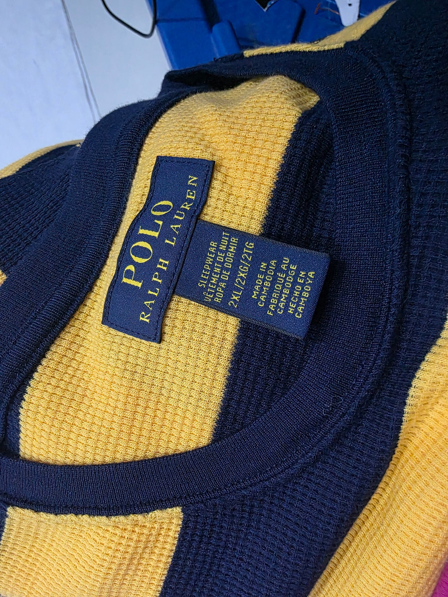 Playera Manga Larga Ralph Lauren 2xl Amarilla Y Azul