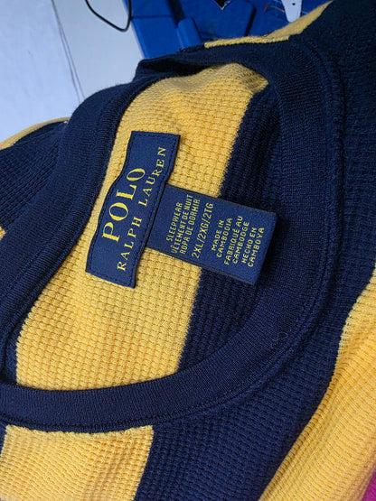 Playera Manga Larga Ralph Lauren 2xl Amarilla Y Azul