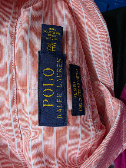 Camisa Ralph Lauren Xxl Naranja Pony Azul