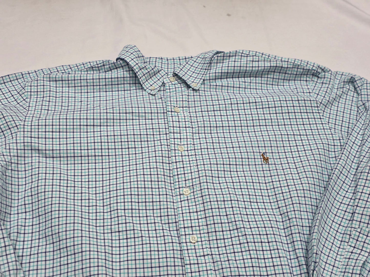 Camisa Ralph Lauren 2xb Cuadro Azul Pony Colores