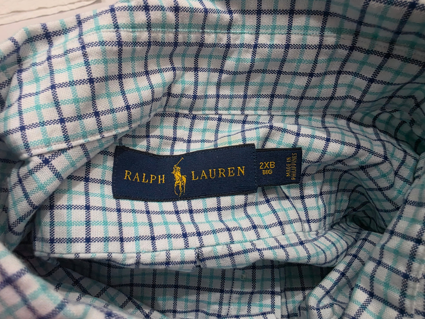 Camisa Ralph Lauren 2xb Cuadro Azul Pony Colores