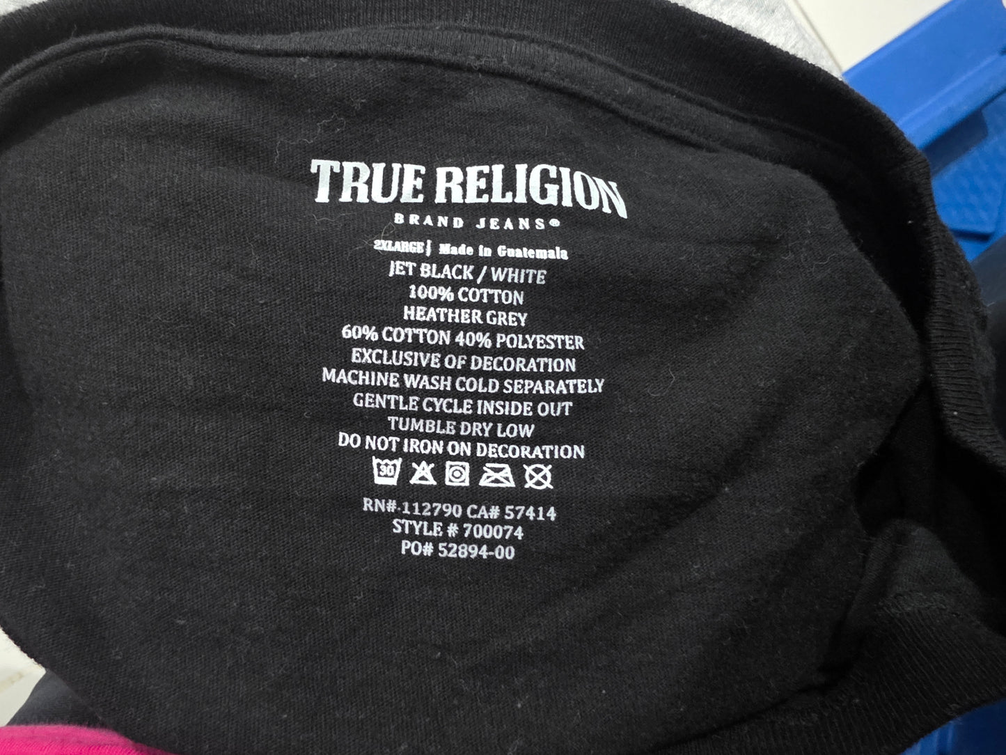 Playera True Religion 2xl Negro, Gris Y Blanco