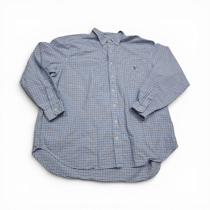 Camisa Ralph Lauren 2xb Cuadro Azul Y Negro Pony Colores
