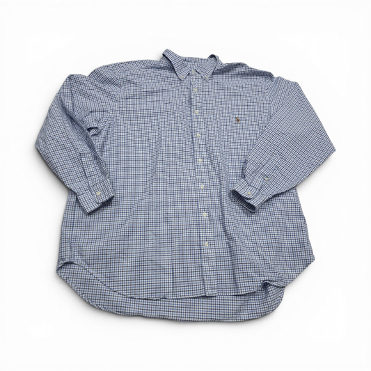 Camisa Ralph Lauren 2xb Cuadro Azul Y Negro Pony Colores