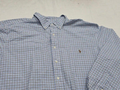 Camisa Ralph Lauren 2xb Cuadro Azul Y Negro Pony Colores