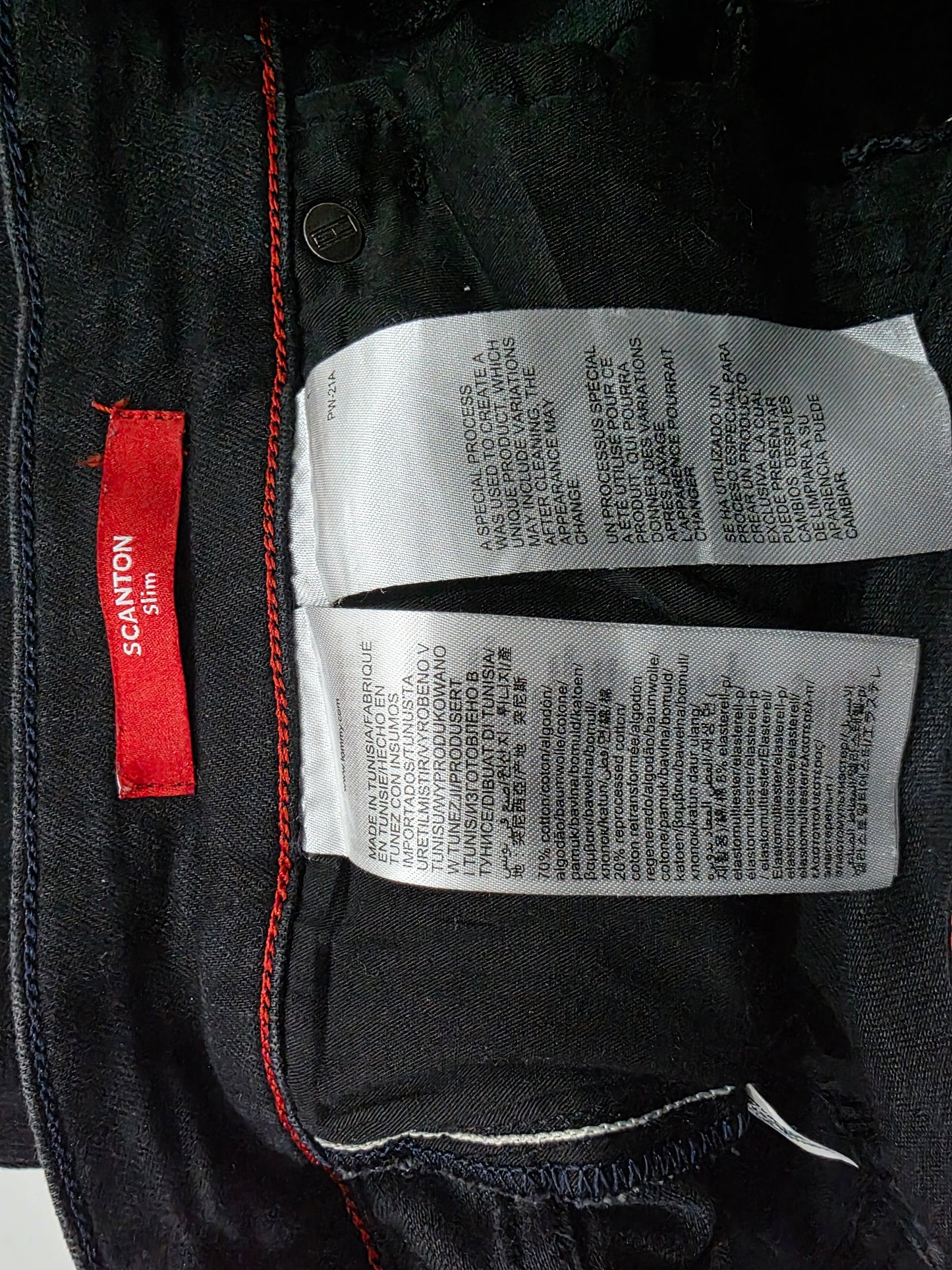 Pantalon Tommy Hilfiger 36x30 Negro Scanton Slimfit