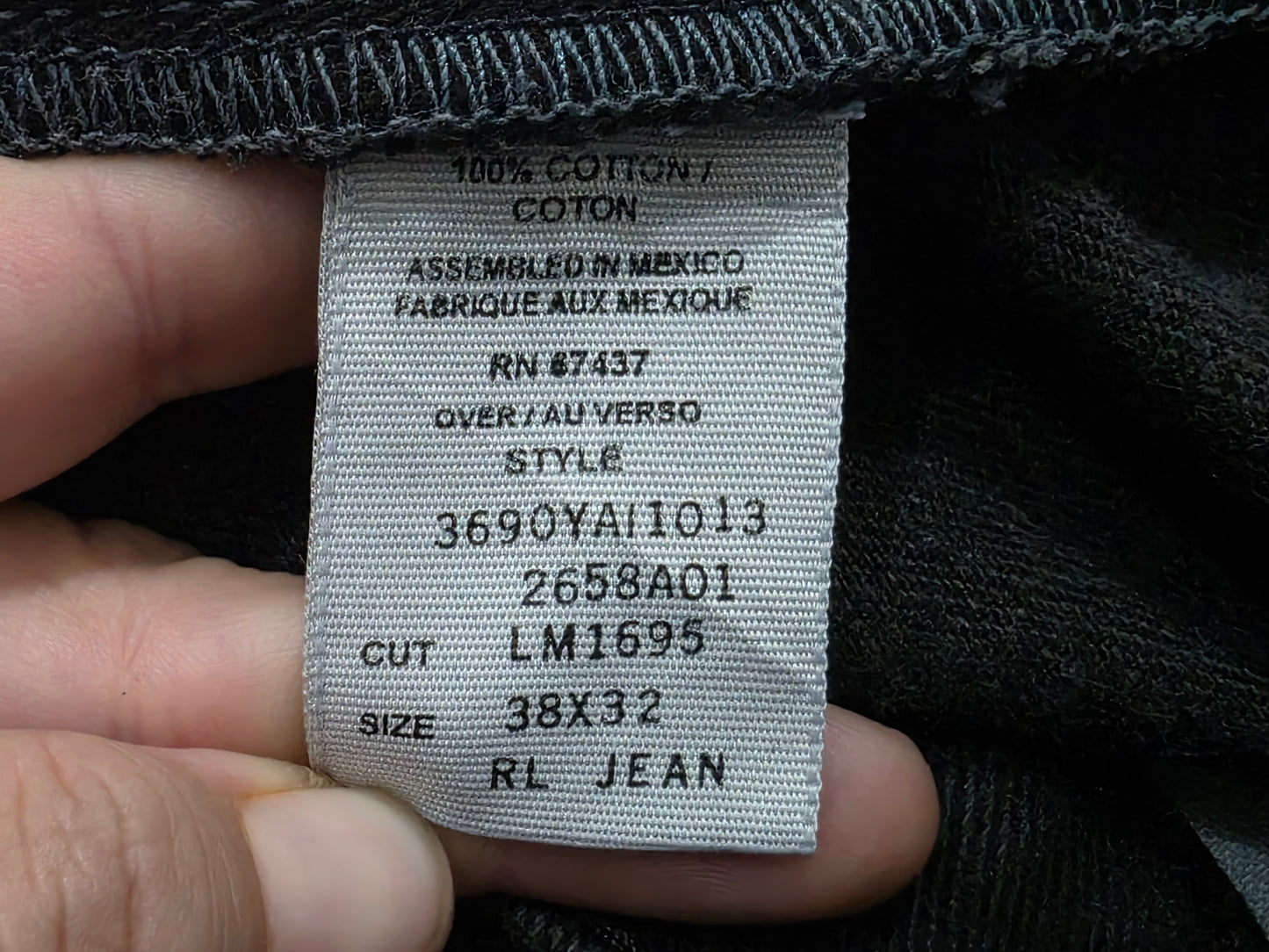 Pantalon Ralph Lauren 38x32 Vintage Negro Deslavado (